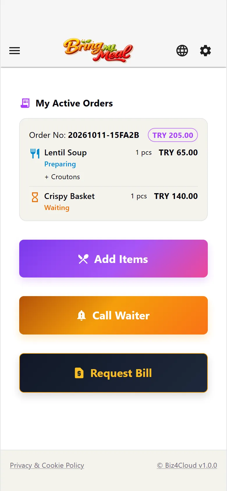 Order status
